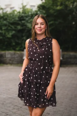 May Big Dot Dress Brown