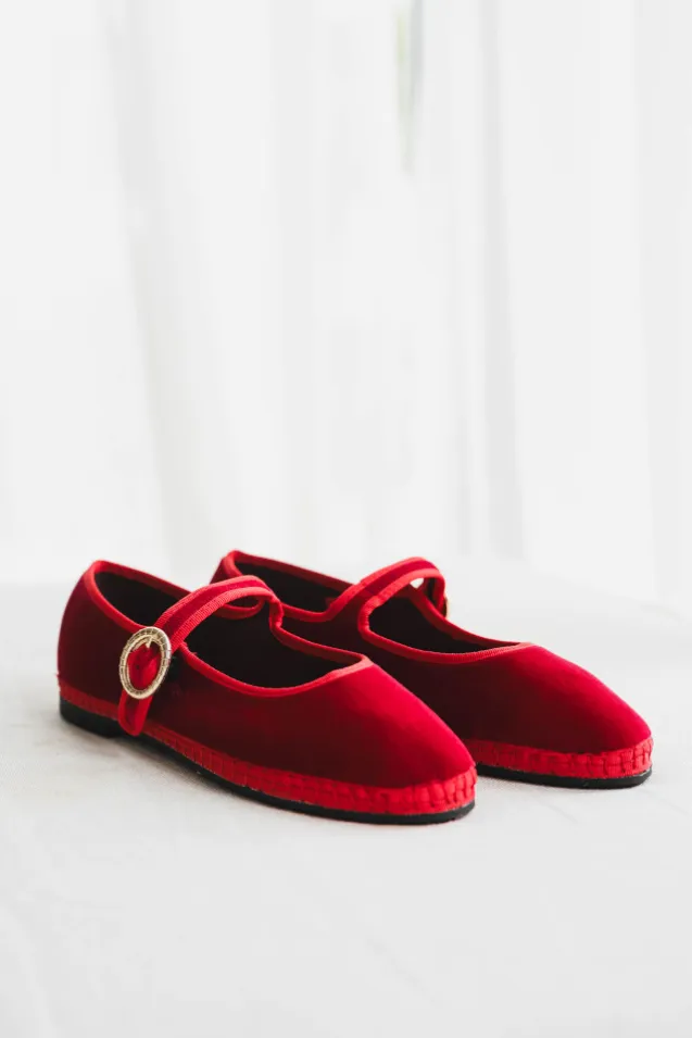 Mellark Mary Jane Velvet Red