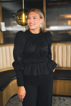Mercia Mix Bustier Blouse Black
