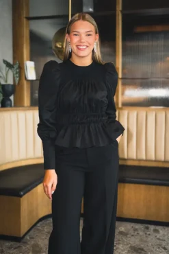 Mercia Mix Bustier Blouse Black