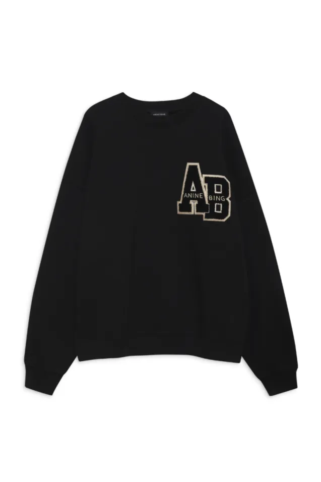 Miles Oversized Sweatshirt Letterman Black