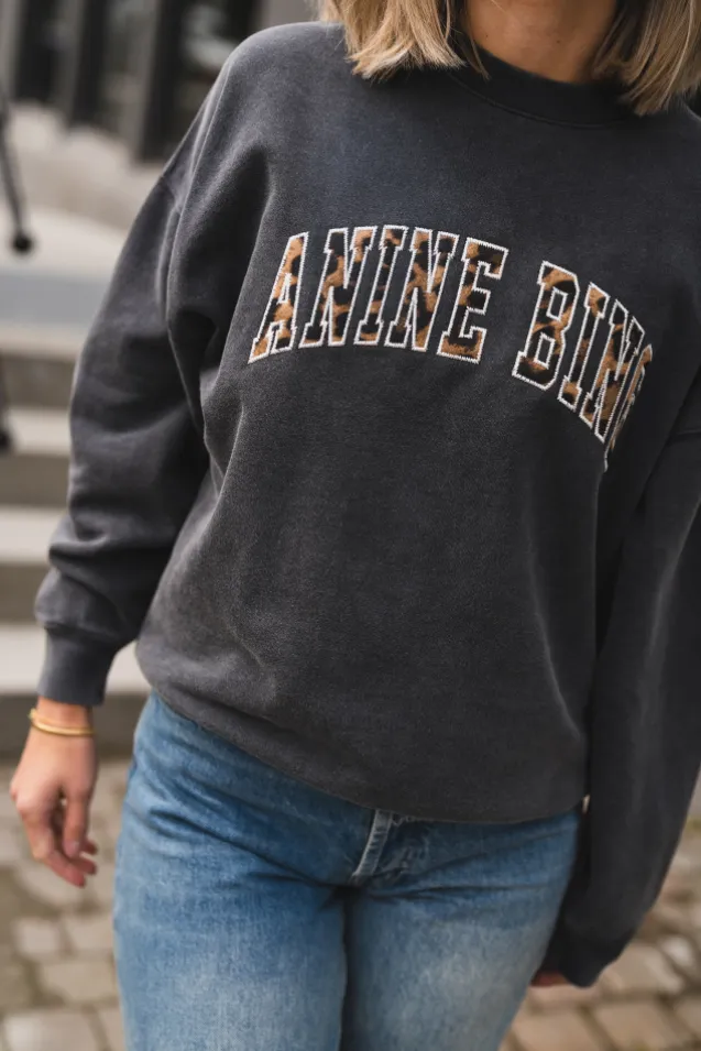 Miles Sweatshirt Anine Bing Leopard Washed Black