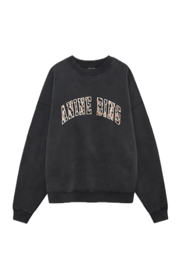 Miles Sweatshirt Anine Bing Leopard Washed Black