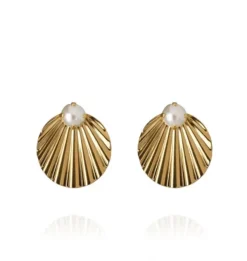 Milos Earrings Gold Pearl