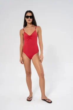 Milos Solid Swimsuit Lipstick Red