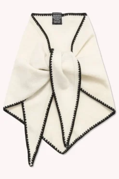 Mina Stitched Merino Scarf Eggshell