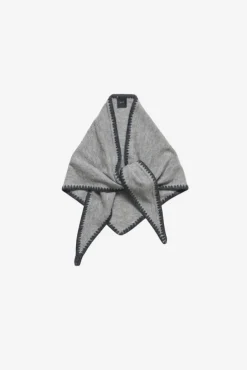 Mina Stitched Merino Scarf Light Grey Melange