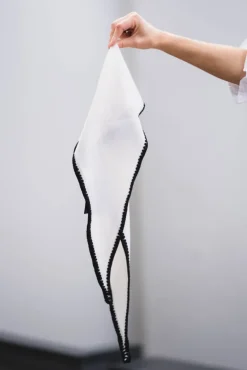 Mina Stitched Merino Scarf White