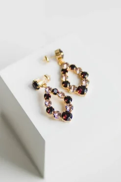 Mini Delia Earrings Gold Burgundy/Vintage Rose