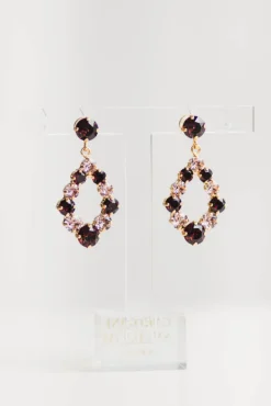 Mini Delia Earrings Gold Burgundy/Vintage Rose