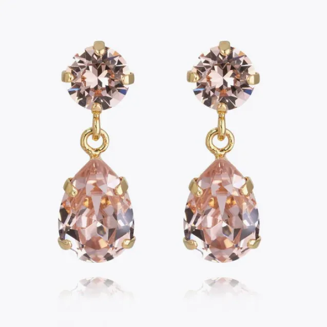 Mini Drop Earrings Gold Vintage Rose