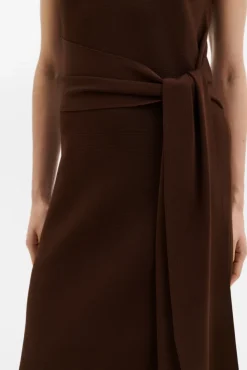 Minna Waist Tie Knitted Maxi Dress Dark Brown