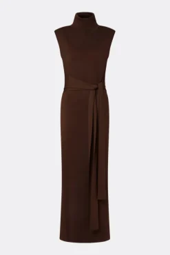 Minna Waist Tie Knitted Maxi Dress Dark Brown