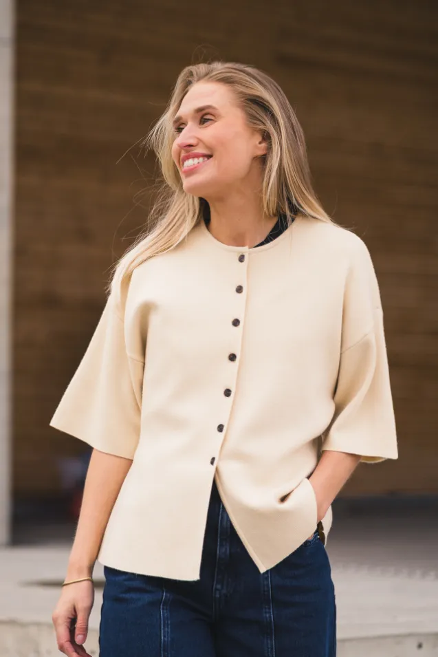 Mirielle East 2/4 Cardigan Bleached Sand