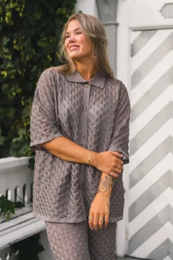 Moa Oversized Knitted Shirt Taupe