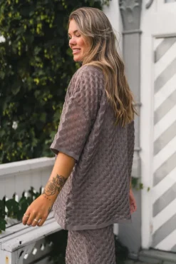 Moa Oversized Knitted Shirt Taupe
