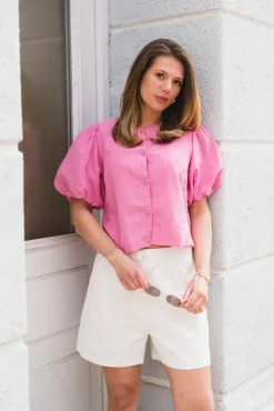 Moisa Linen Blouse Pink