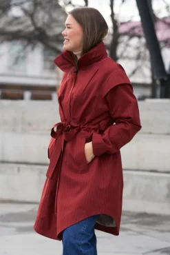 Monsun Coat Russet Pinstripe