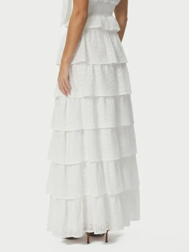 Morris Emb Skirt Offwhite