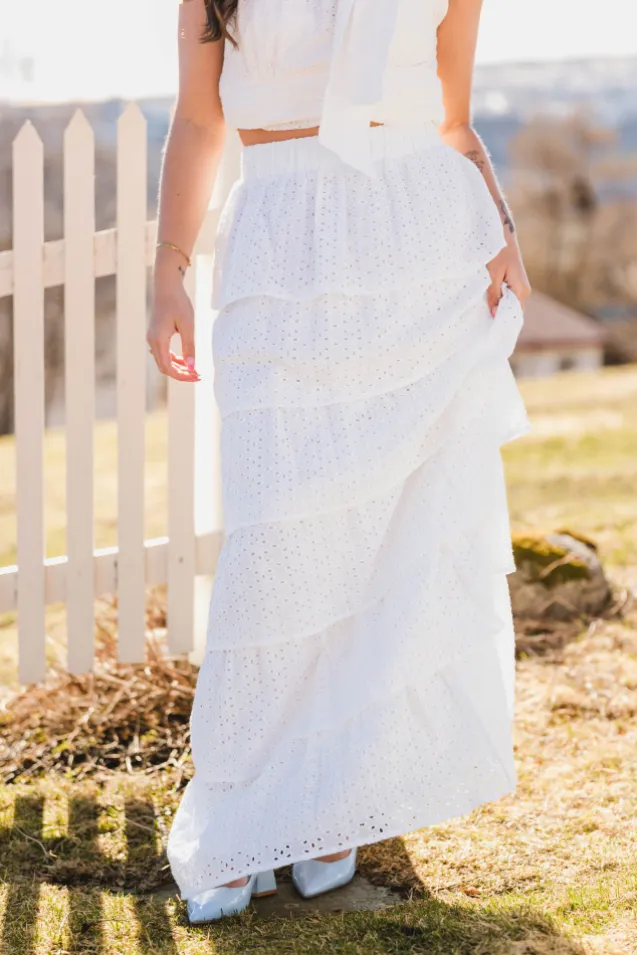 Morris Emb Skirt Offwhite