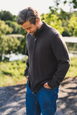 M. Wool Zip Cardigan Dark Brown