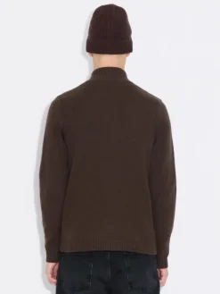 M. Wool Zip Cardigan Dark Brown