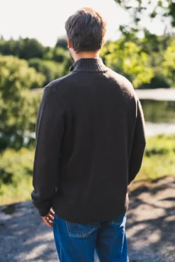 M. Wool Zip Cardigan Dark Brown