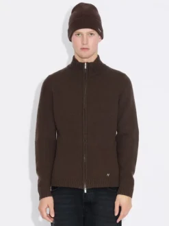 M. Wool Zip Cardigan Dark Brown