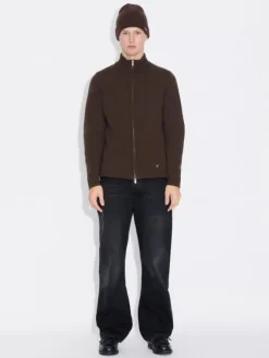 M. Wool Zip Cardigan Dark Brown