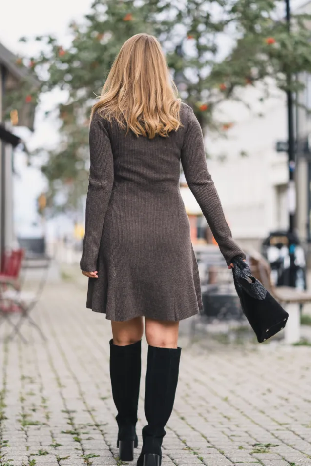 Myla Dress Dark Taupe Melange