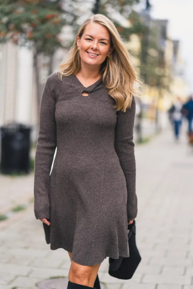 Myla Dress Dark Taupe Melange