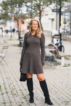 Myla Dress Dark Taupe Melange