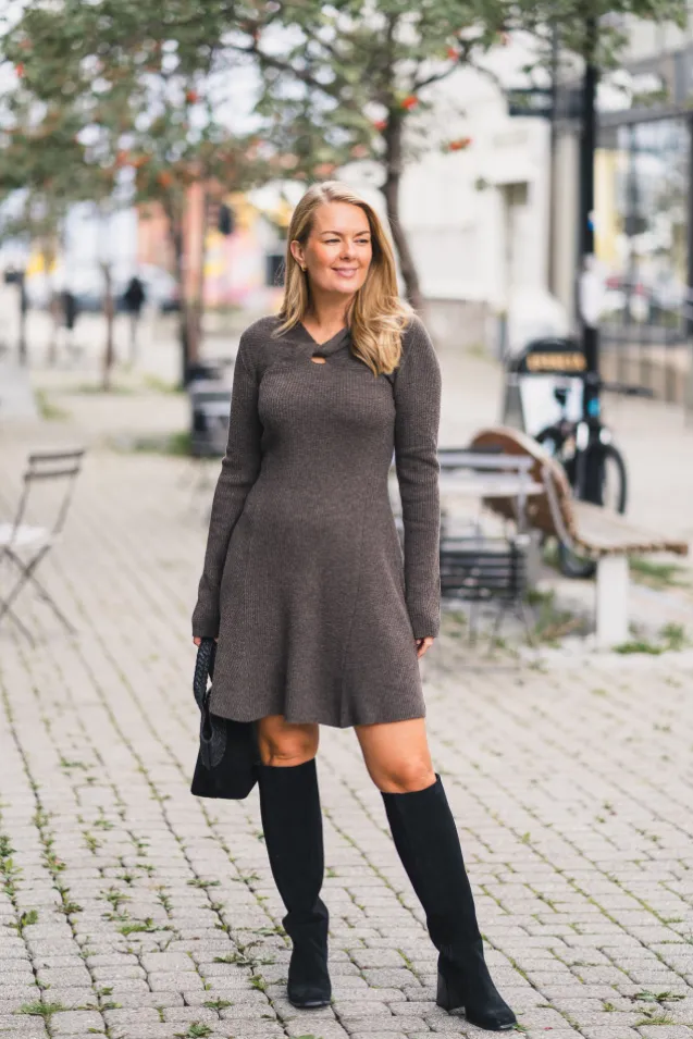 Myla Dress Dark Taupe Melange