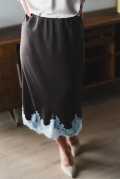 Naira Lace Skirt Dark Brown