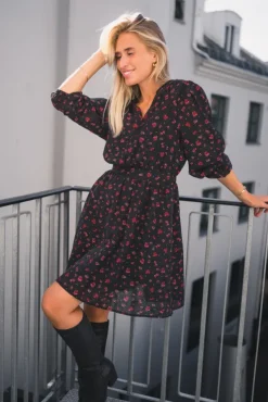 Nancy Dress Aop Syrah Flower