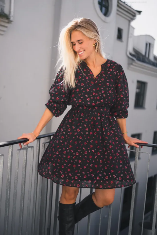 Nancy Dress Aop Syrah Flower