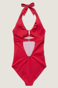 Niovi Solid Swimsuit Lipstick Red