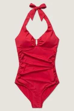 Niovi Solid Swimsuit Lipstick Red