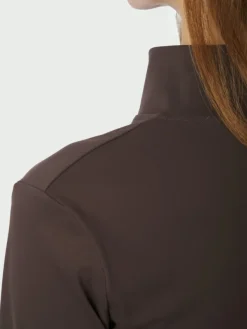 Nolana Zip Blouse Chocolate Brown