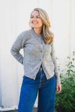 Nor Short Cardigan 7355 Grey Melange