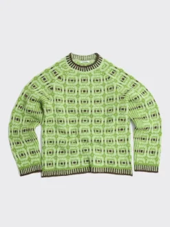 Norwegian Wool Crew Green Mix