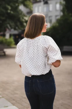 Noy Blouse Dot White Small Black