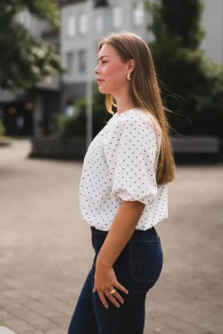 Noy Blouse Dot White Small Black