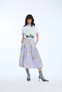Nukkia Skirt Stripe White