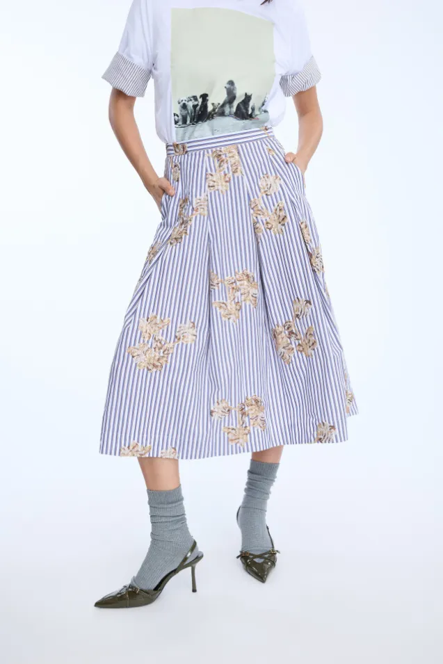 Nukkia Skirt Stripe White