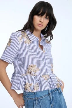 Nuriana Shirt Stripe White