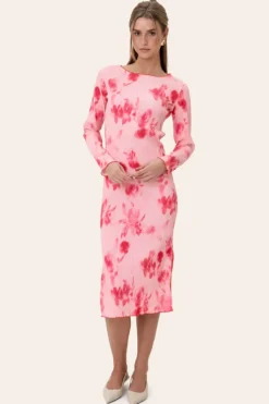 Odaic Dress Abstract Pink Flower Print