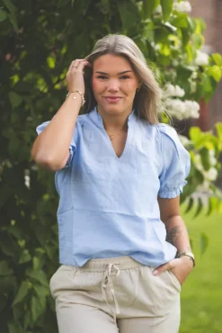 Odesa Linen Blouse Light Blue