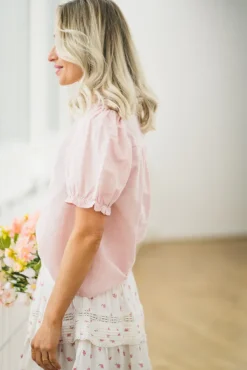 Odesa Linen Blouse Rose Smoke