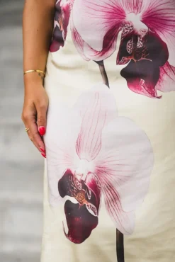 Orchida Satin Long Dress Anise Flower